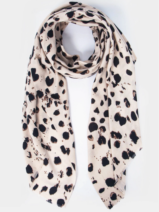 Mia Lightweight Scarf | Cream Tonal | Animal Print