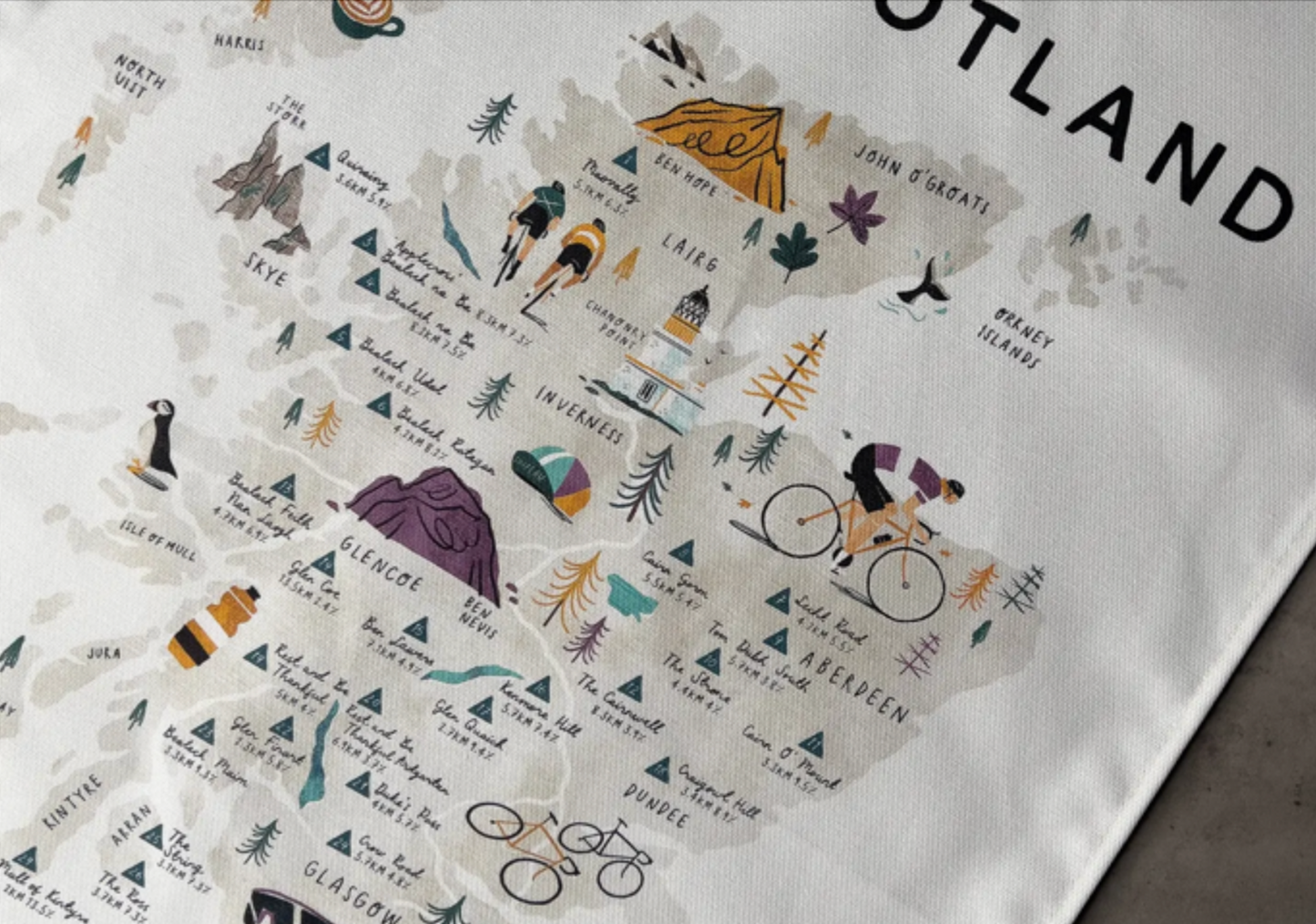 Cycle Scotland Tea Towel – Scottish Gifts | 100% Cotton
