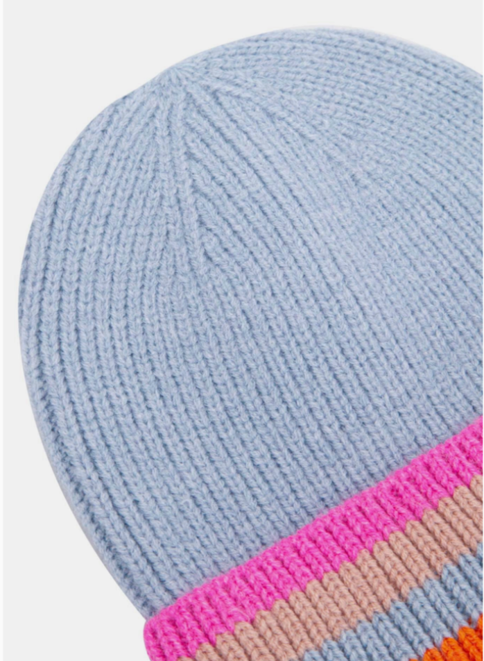 Delta Light Blue Rainbow Stipe Beanie Hat