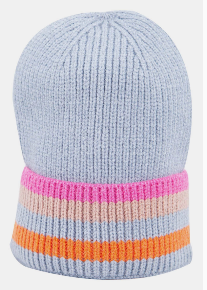 Delta Light Blue Rainbow Stipe Beanie Hat
