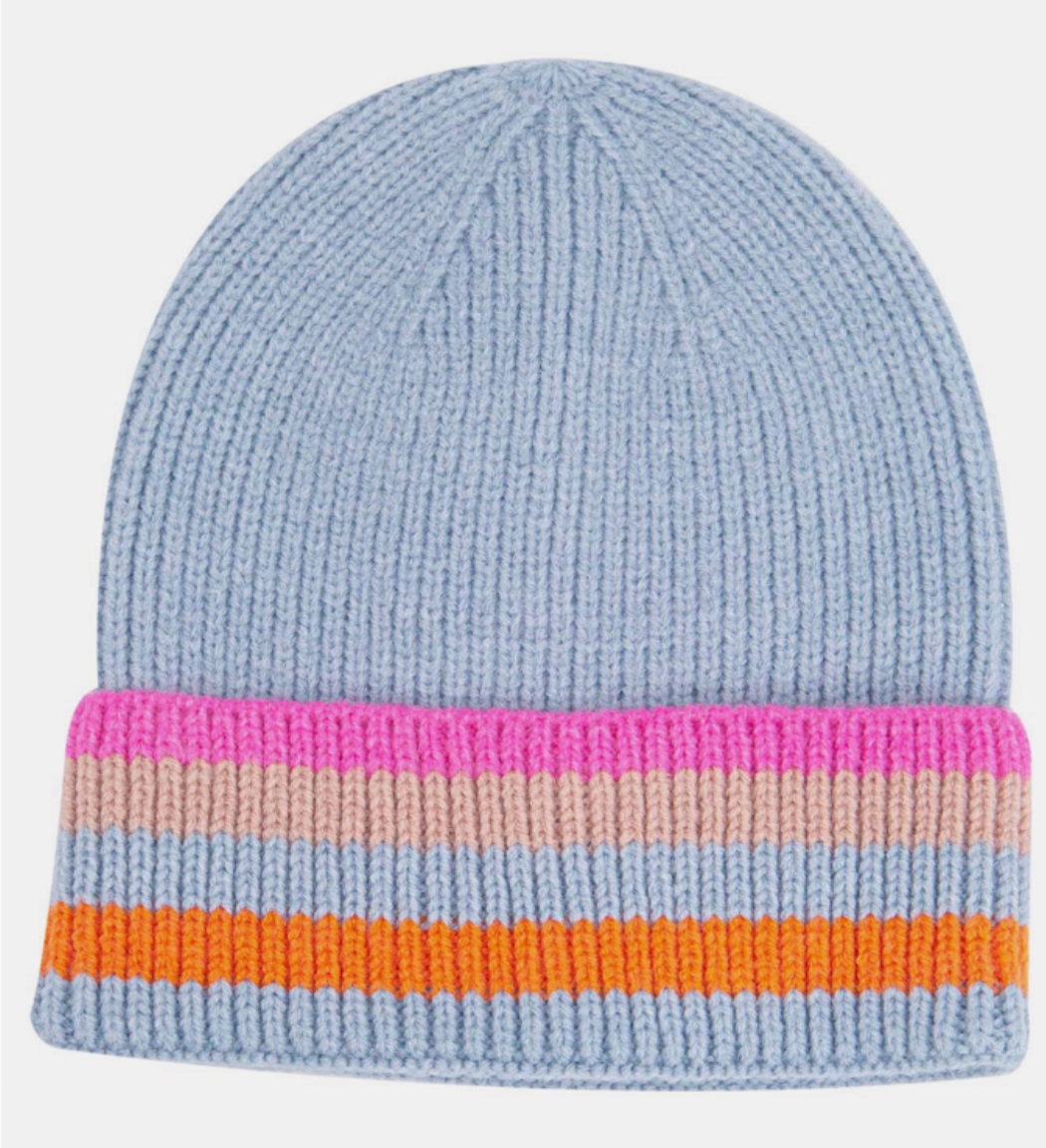 Delta Light Blue Rainbow Stipe Beanie Hat