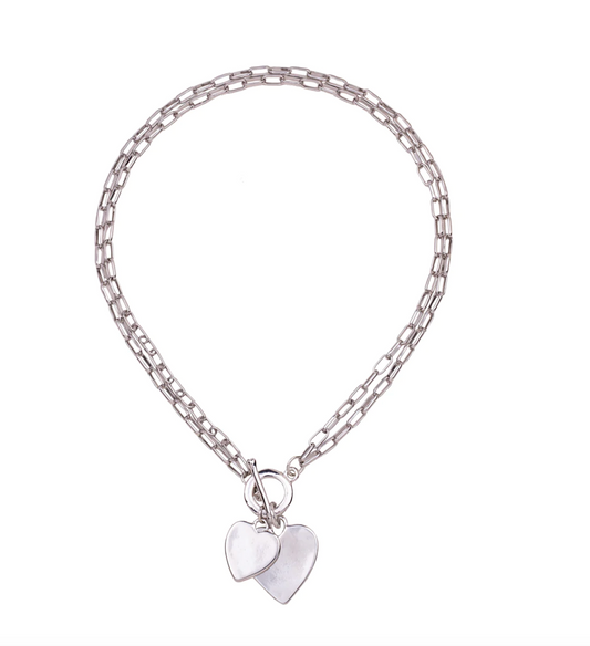 Double Hearts Pendant Necklace