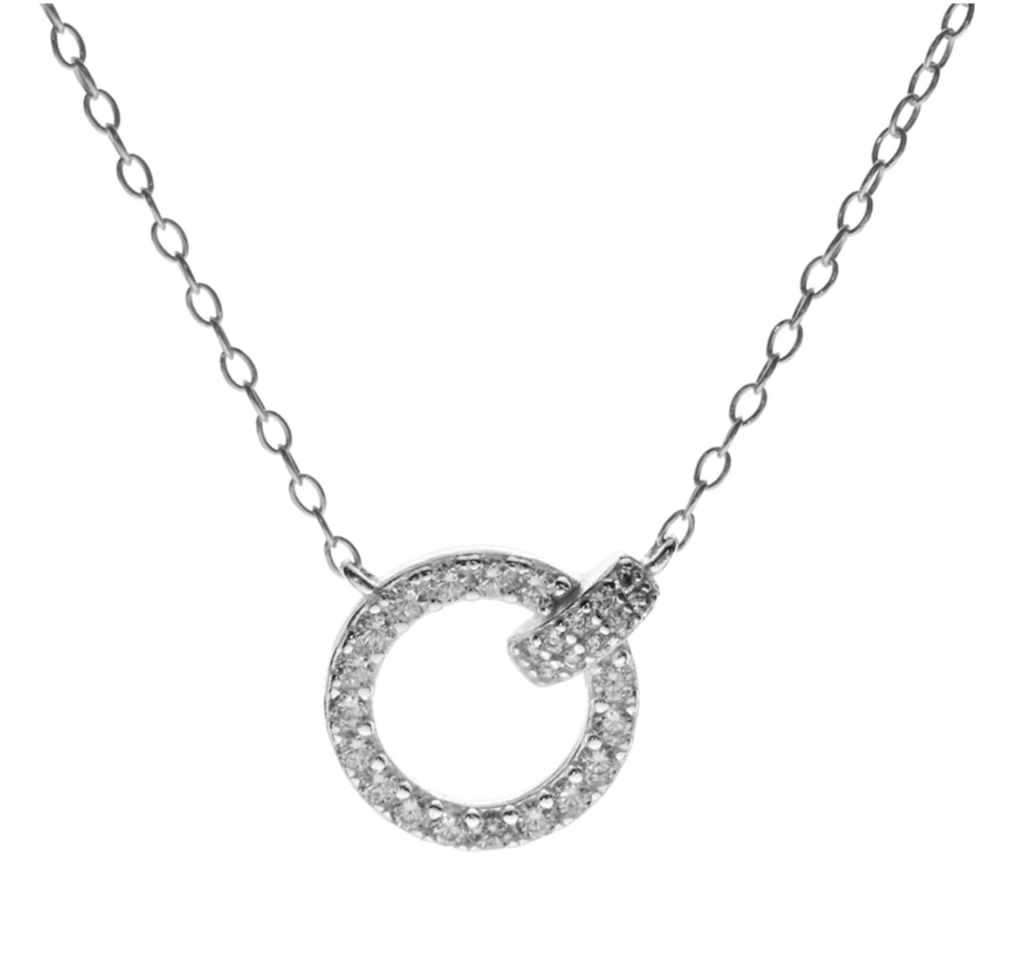 Circle Pendant Necklace | Sterling Silver | Cubic Zirconia