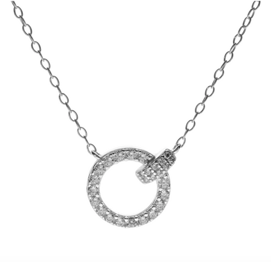 Circle Pendant Necklace | Sterling Silver | Cubic Zirconia