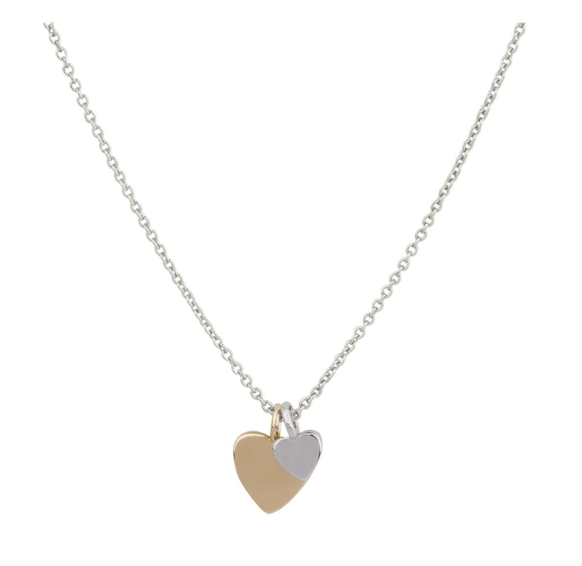 Mixed Metal Double Hearts Charm Necklace