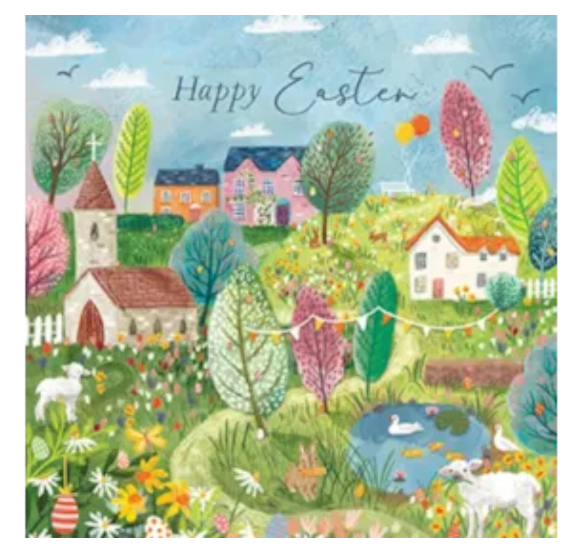 Easter Village Card Pack | Pack of 5 Cards with Envelopes