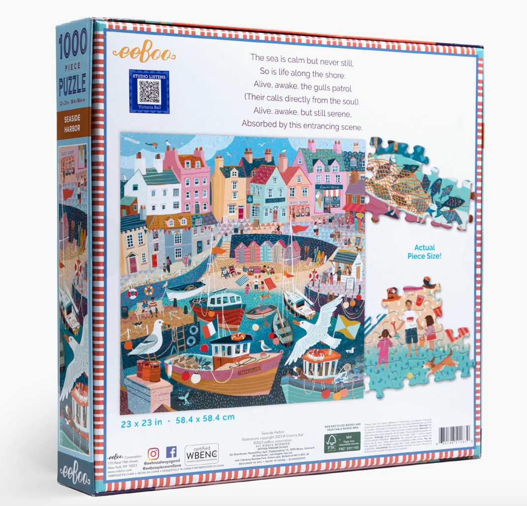 Eeboo 1000 Piece Jigsaw Puzzle | Seaside Harbour