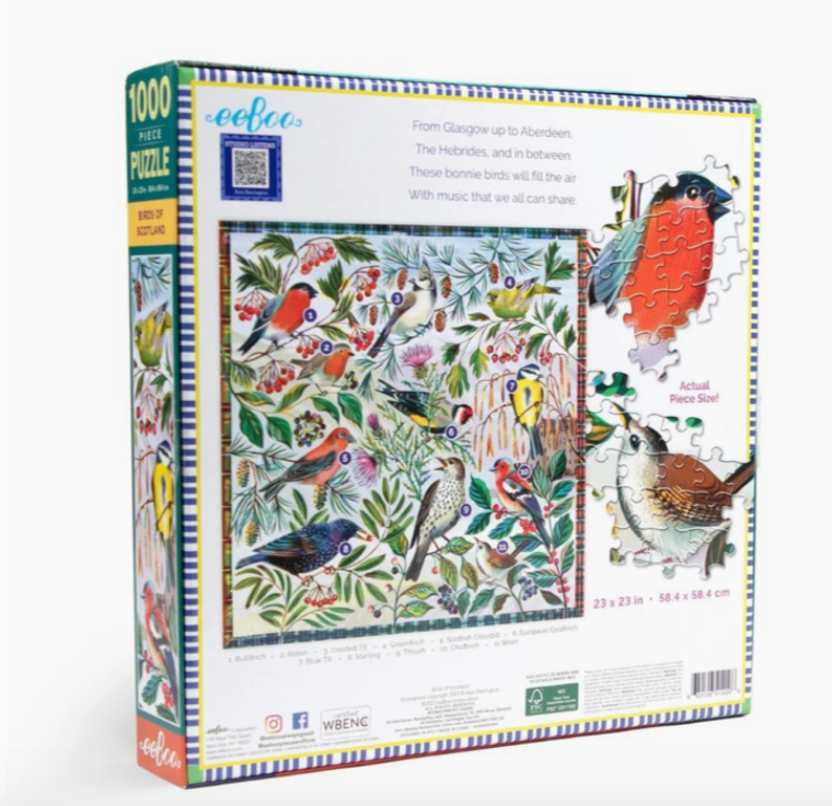 Eeboo 1000 Piece Jigsaw Puzzle | Birds of Scotland