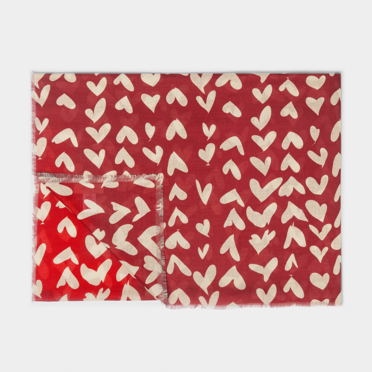 Katie Loxton Scarf |  Abstract Heart Print | Garnet Red & Nude Pink