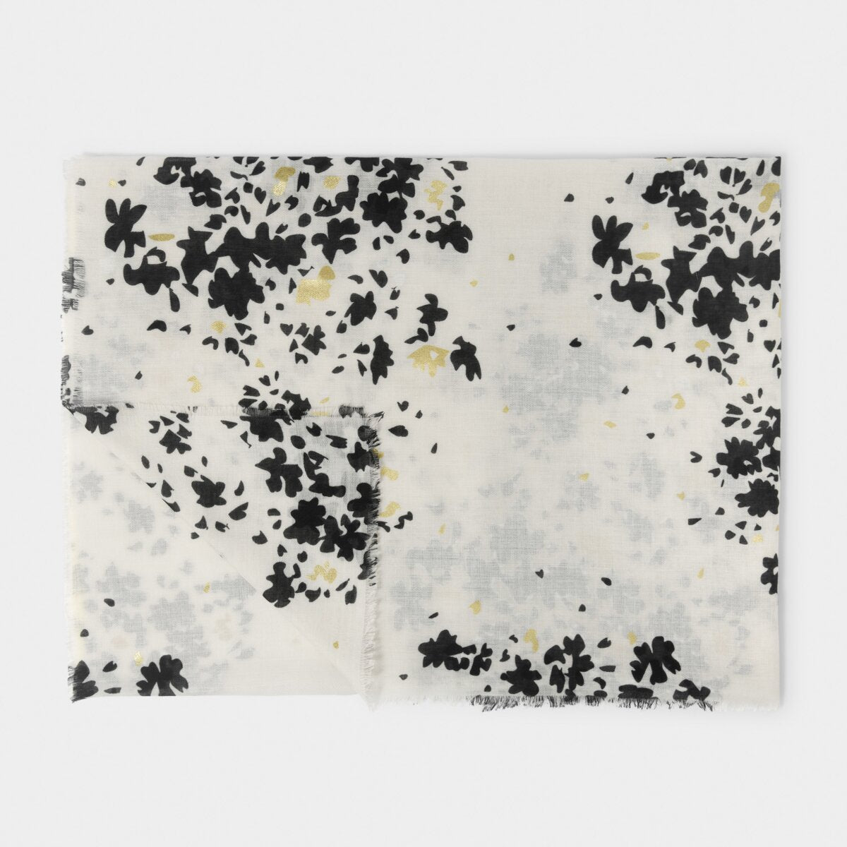 Katie Loxton Scarf |  Floral Burst Print | Off-White, Black & Gold