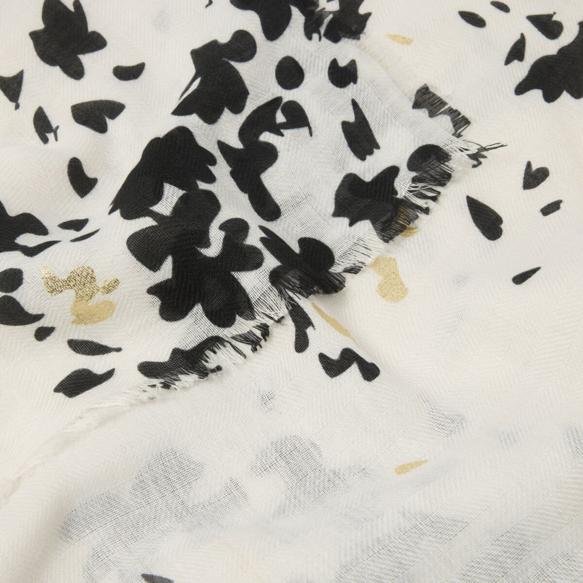 Katie Loxton Scarf |  Floral Burst Print | Off-White, Black & Gold