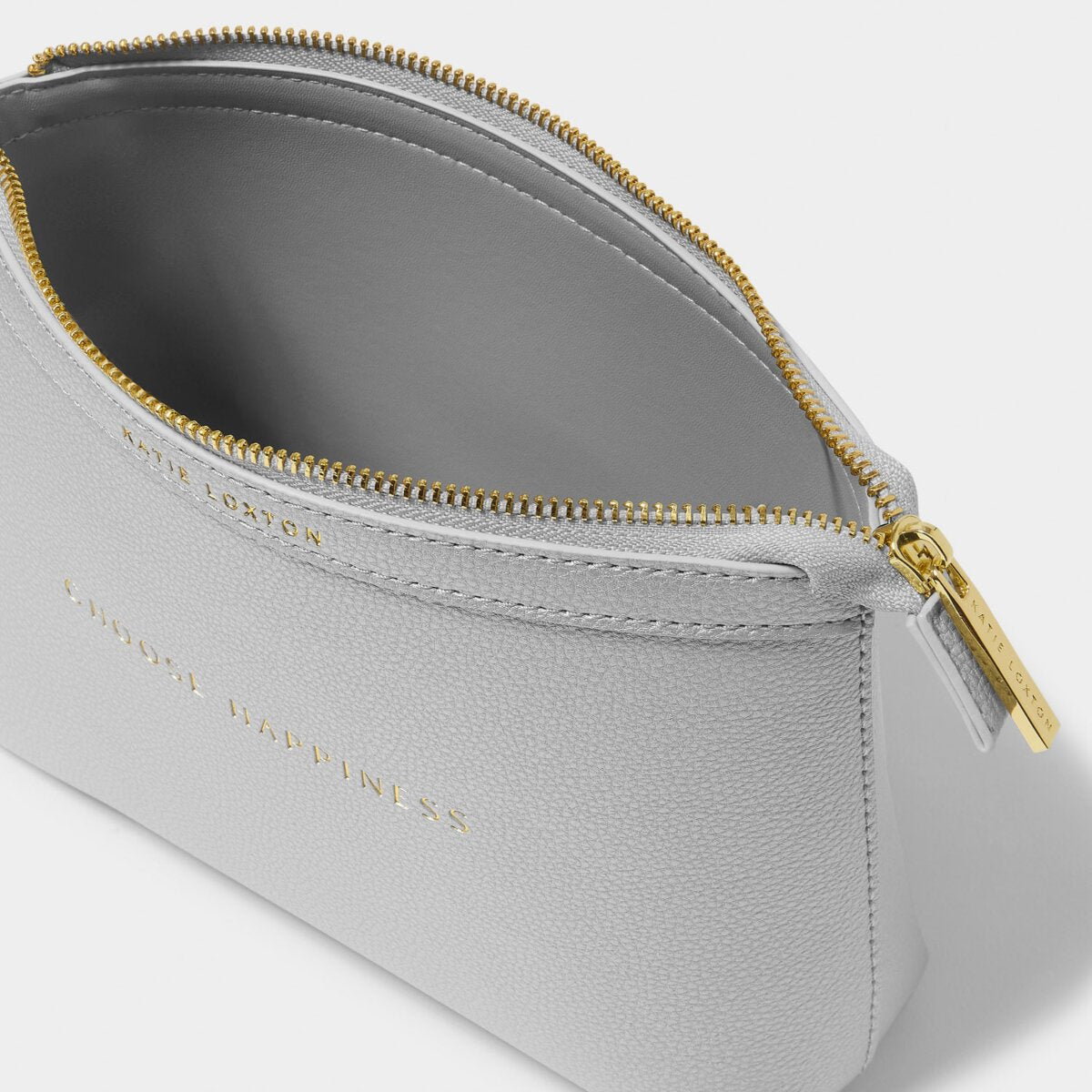 Katie Loxton | Sentiment Makeup Bag 'Choose Happiness' in Silver