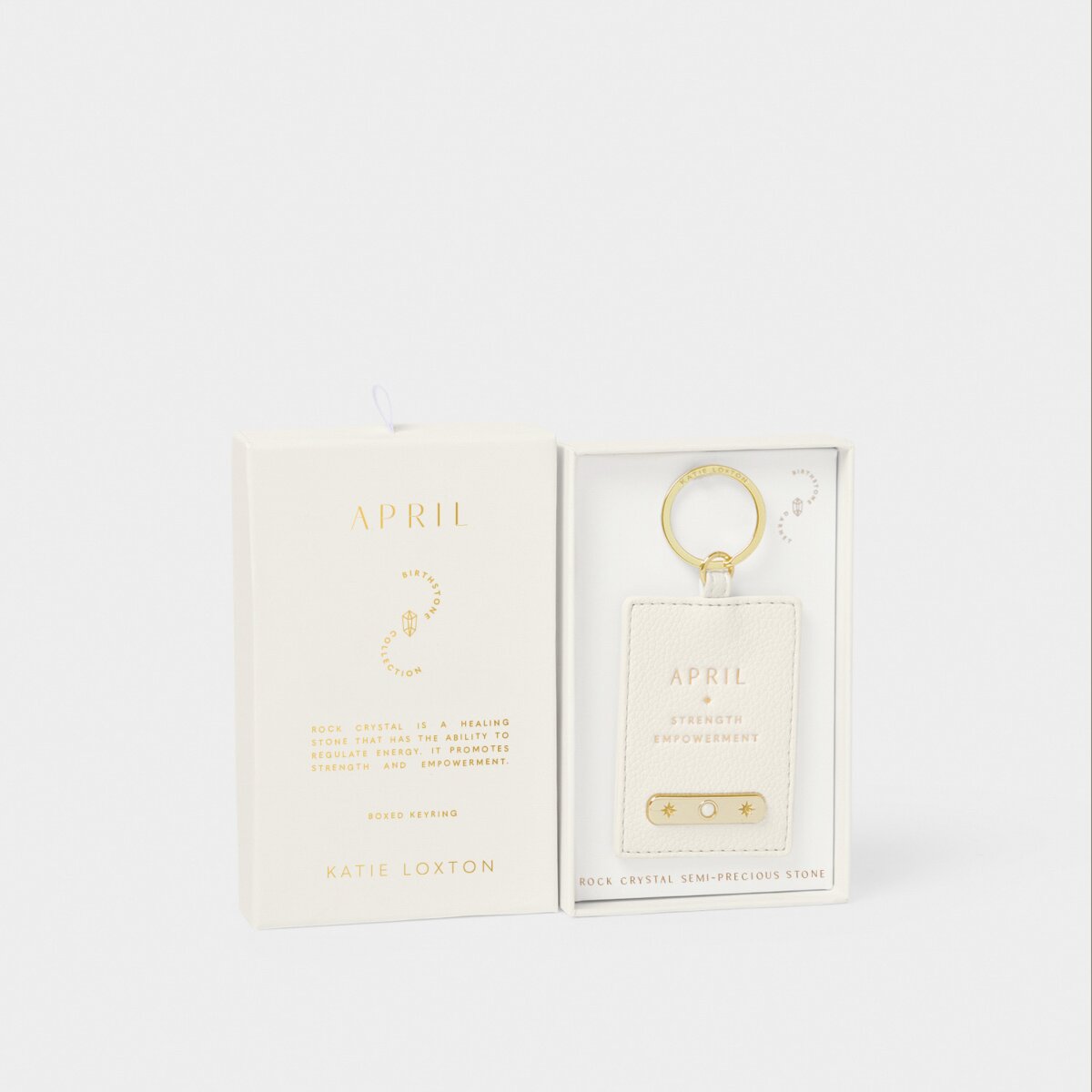 Katie Loxton | Birthstone Keyring | April | Off-White