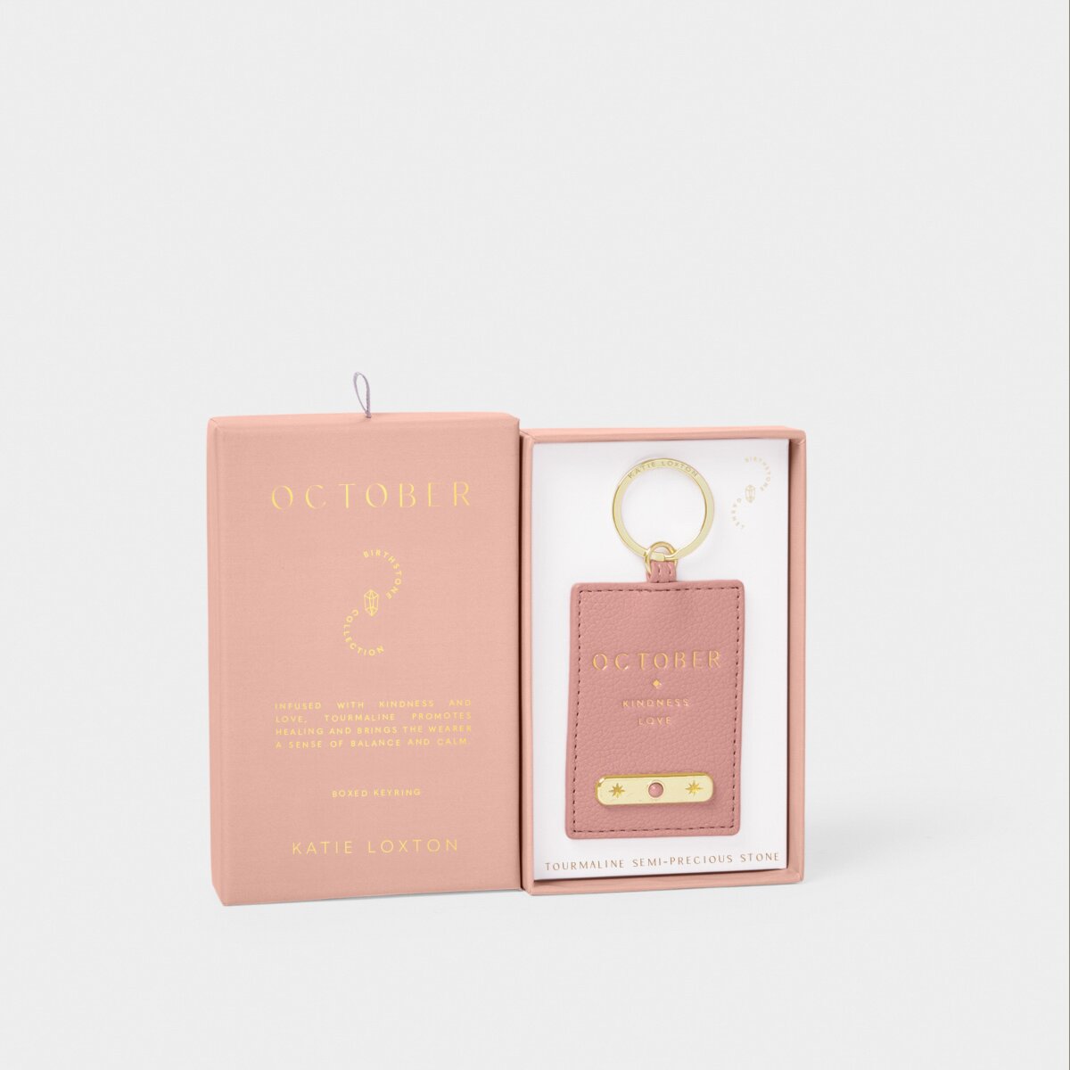 Katie Loxton | Birthstone Keyring | October | Dusty Pink