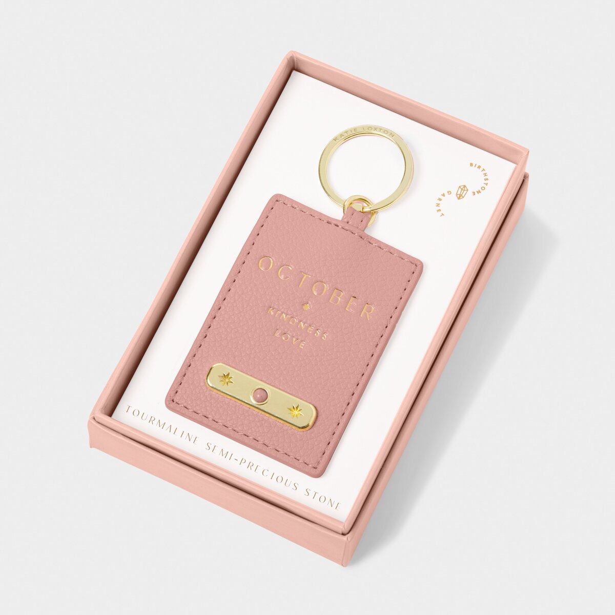 Katie Loxton | Birthstone Keyring | October | Dusty Pink