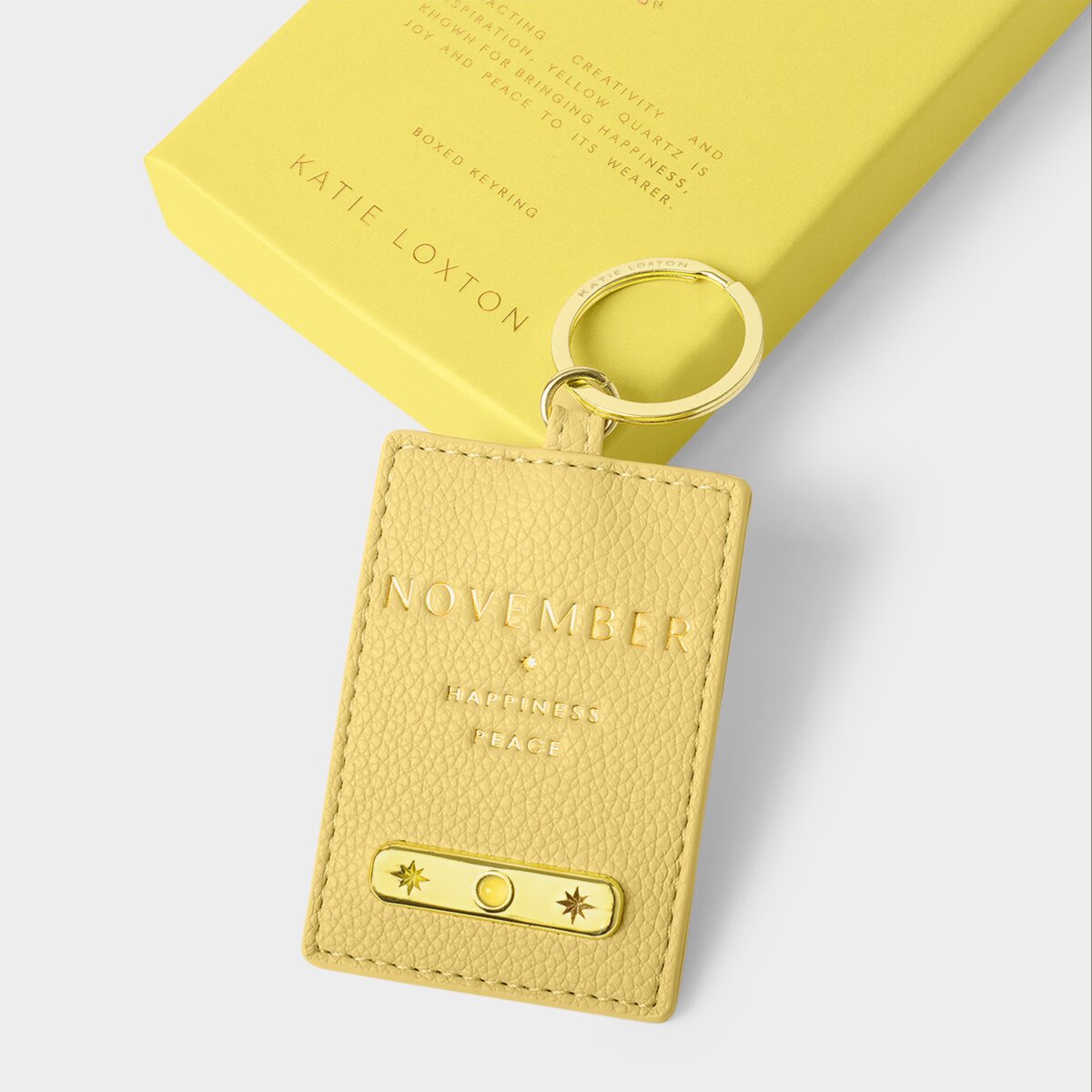 Katie Loxton | Birthstone Keyring | November | Yellow Quartz