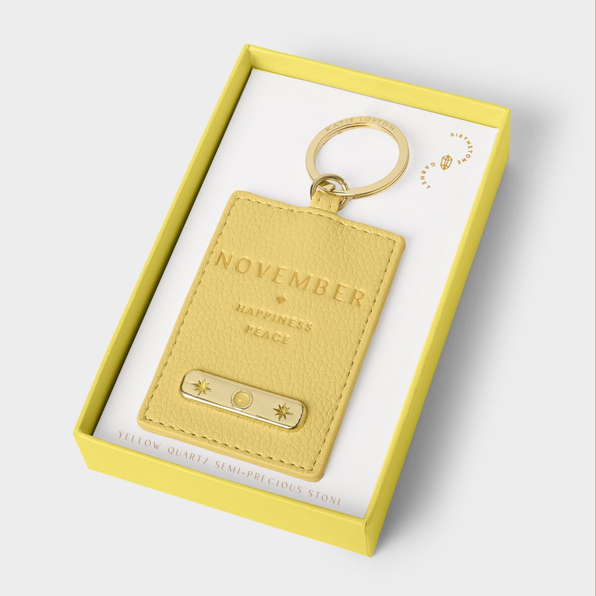 Katie Loxton | Birthstone Keyring | November | Yellow Quartz