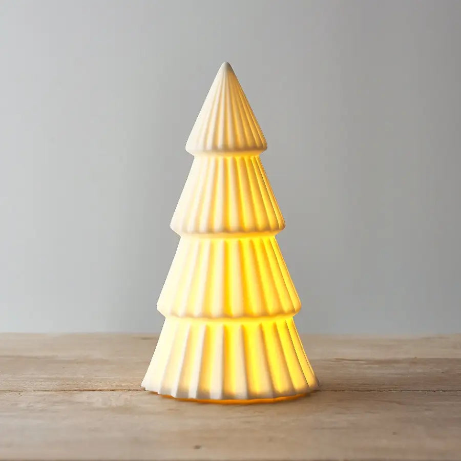LED Light Up White Ceramic Christmas Tree