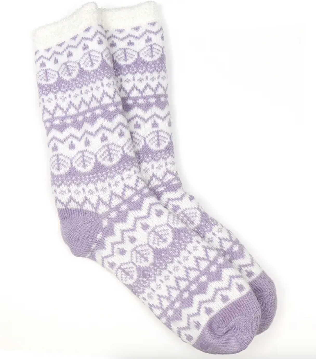 Lilac Cosy Fair Isle Slipper Socks