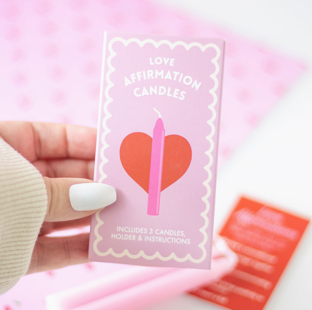 Set of 3 Love Affirmation Valentine Candles in A Box