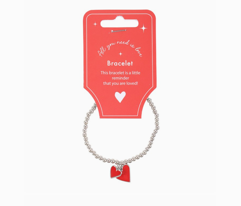 All You Need Is Love Beaded Heart Charm Bracelet