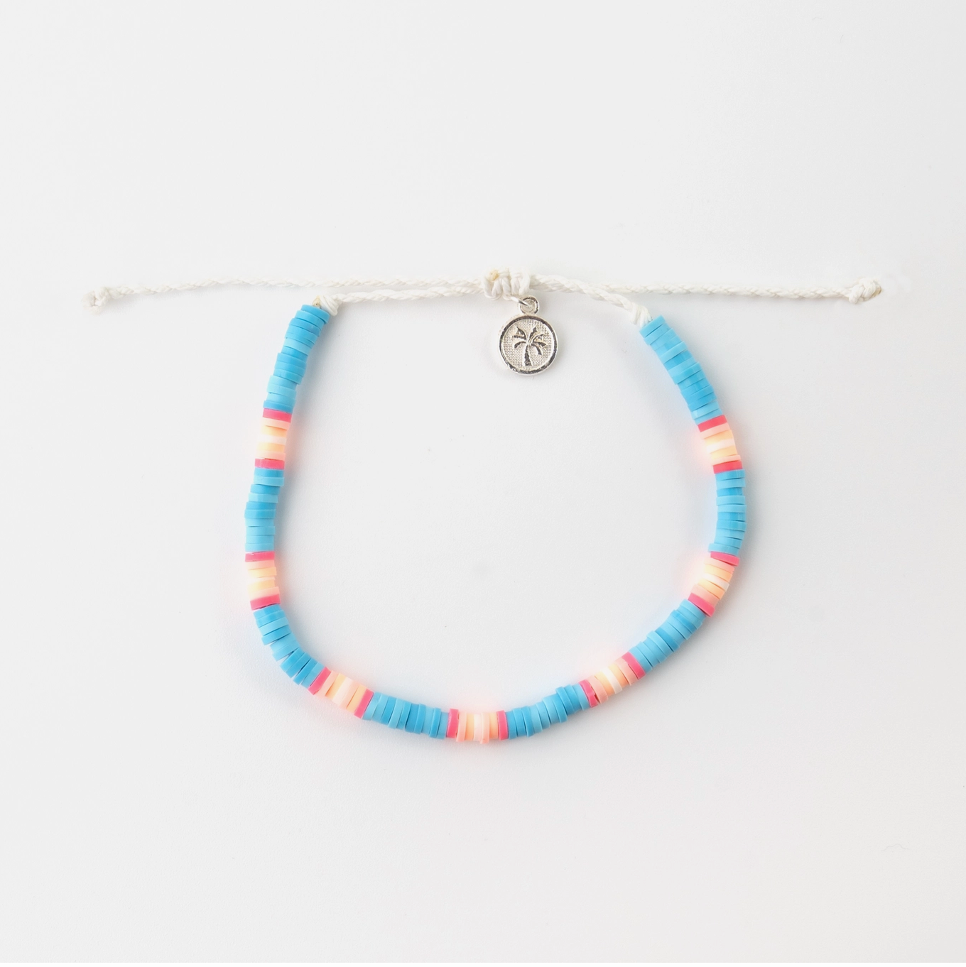 Lucky Bay Clay Beaded Anklet - Blue & Pink