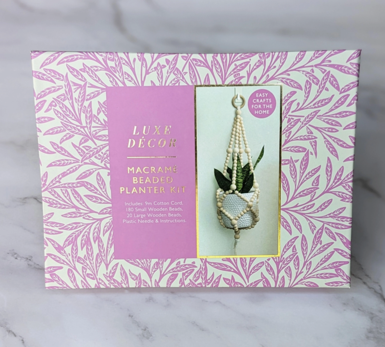 Luxe Decor Craft Kit | Macrame Beaded Hanging Plant Holder