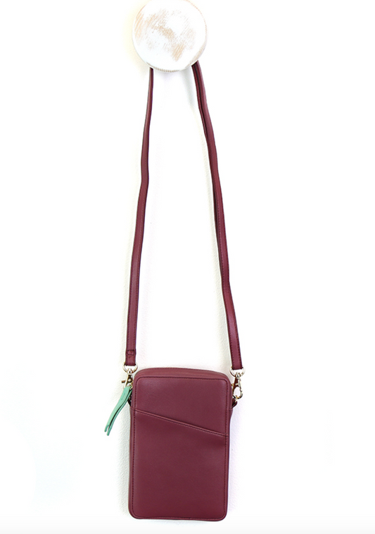 Dusky mauve vegan leather phone bag