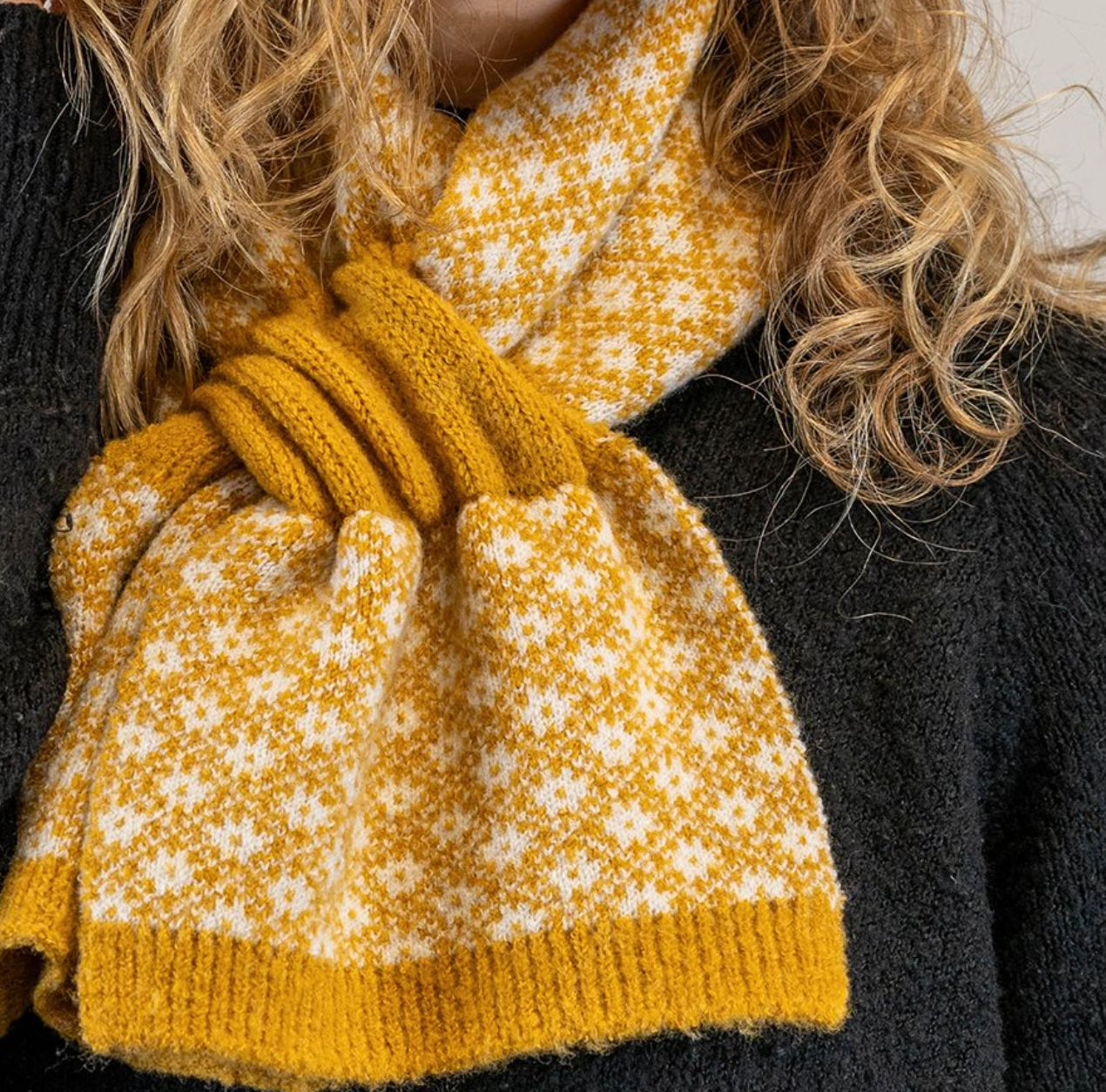 Mustard Scandi Pull-Through Scarf