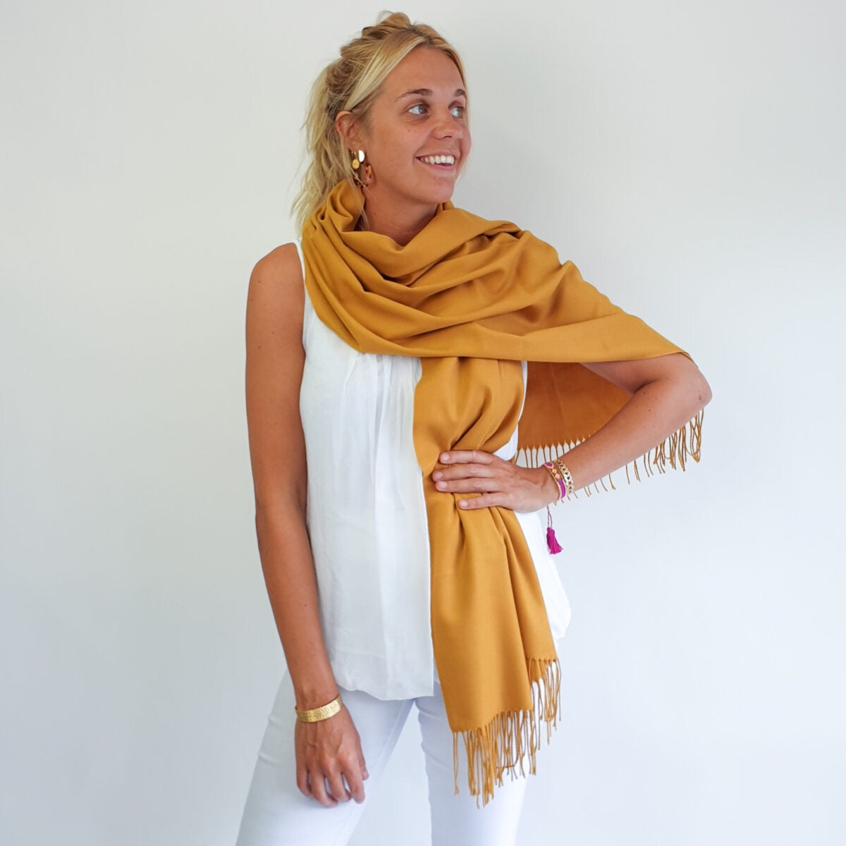 Cashmere Mix Pashmina | Mustard Yellow