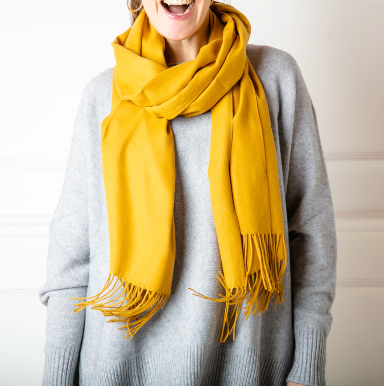 Cashmere Mix Pashmina | Mustard Yellow