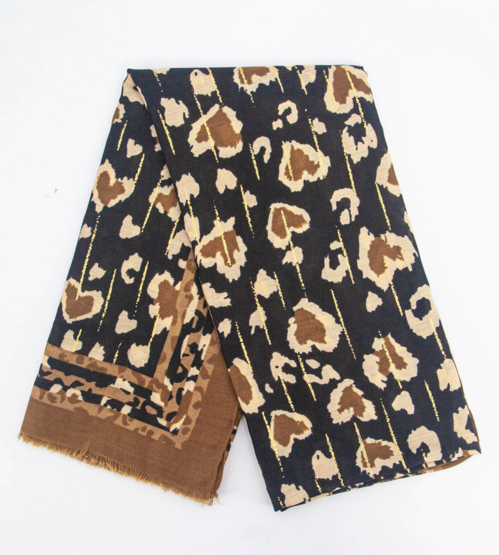 Percy Lightweight Scarf |  Neutral | Leopard Print