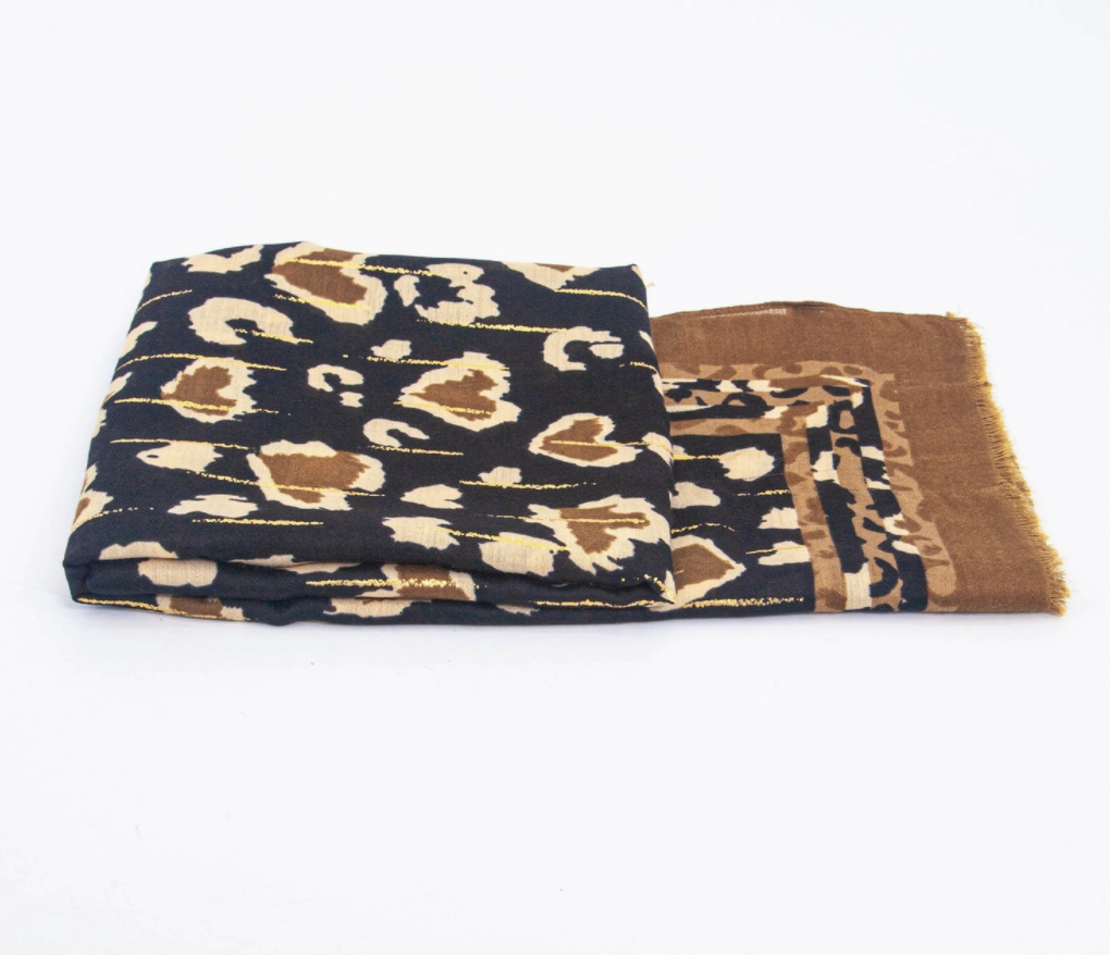 Percy Lightweight Scarf |  Neutral | Leopard Print