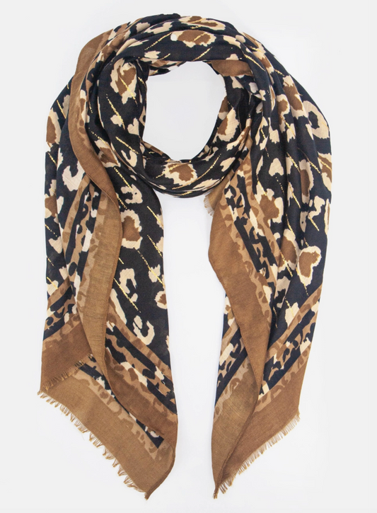 Percy Lightweight Scarf |  Neutral | Leopard Print