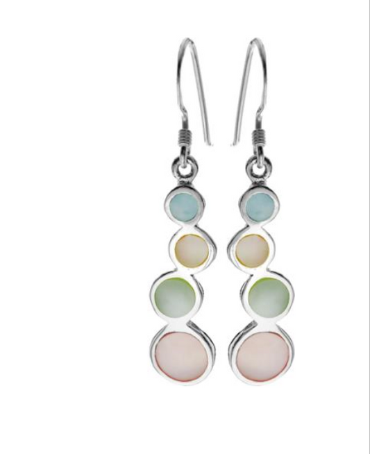 Mother Of Pearl & Silver Off-Set Earrings