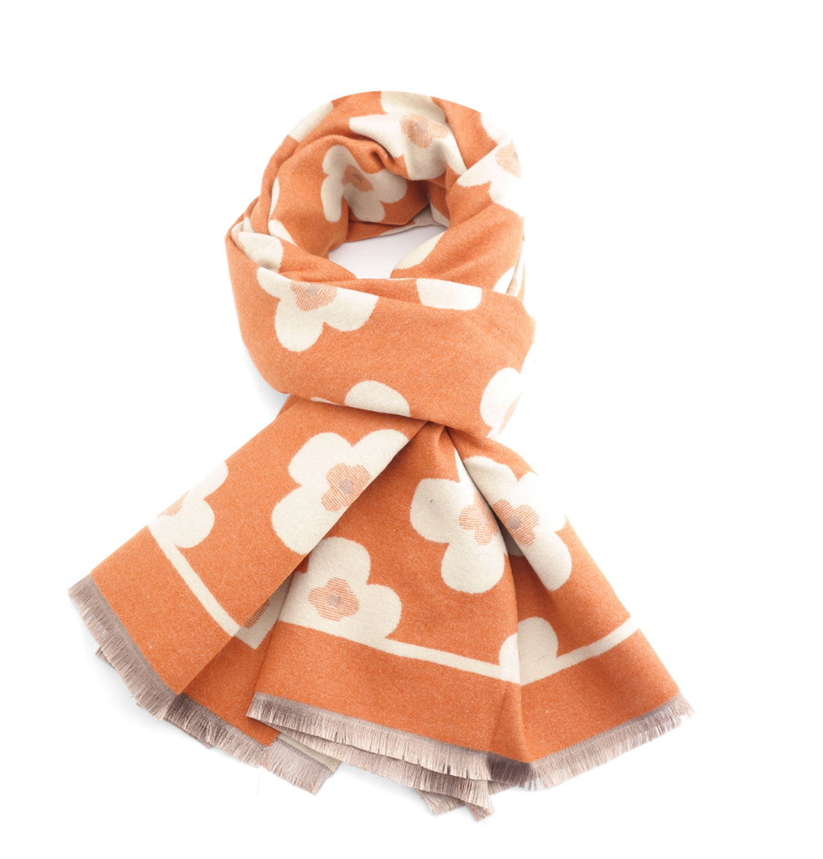 Retro Flower Blanket Scarf | Orange