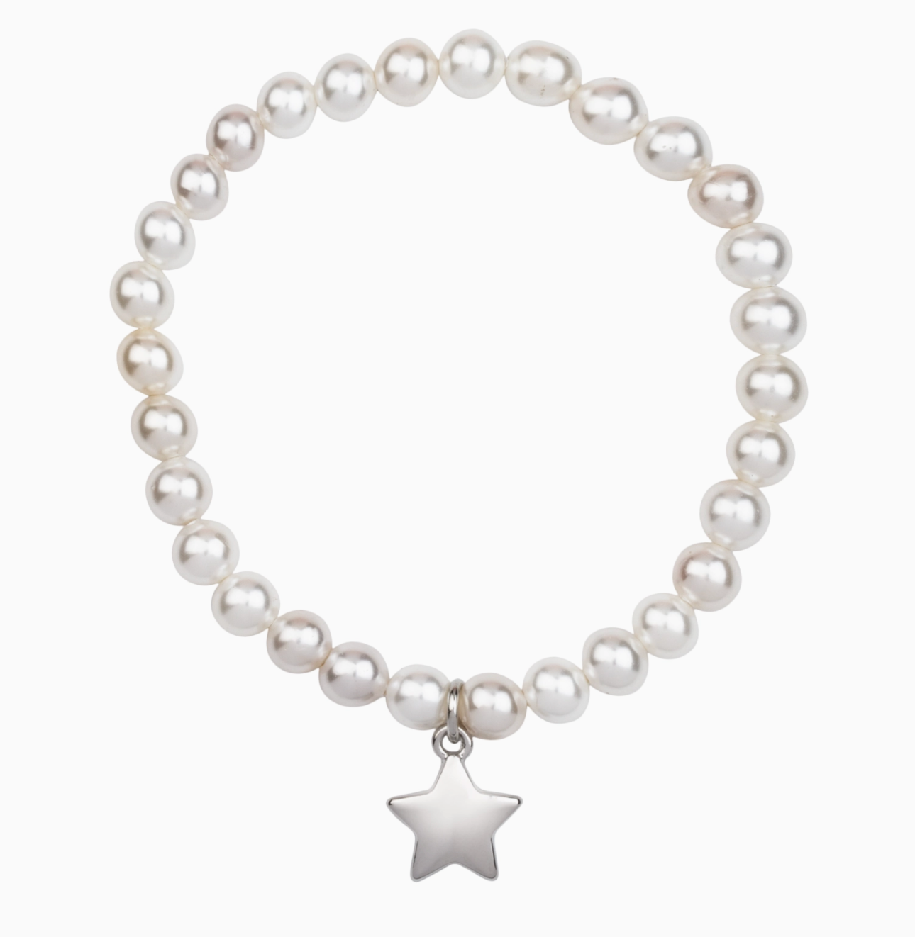 Pearl & Silver-Tone Star Elasticated Bracelet