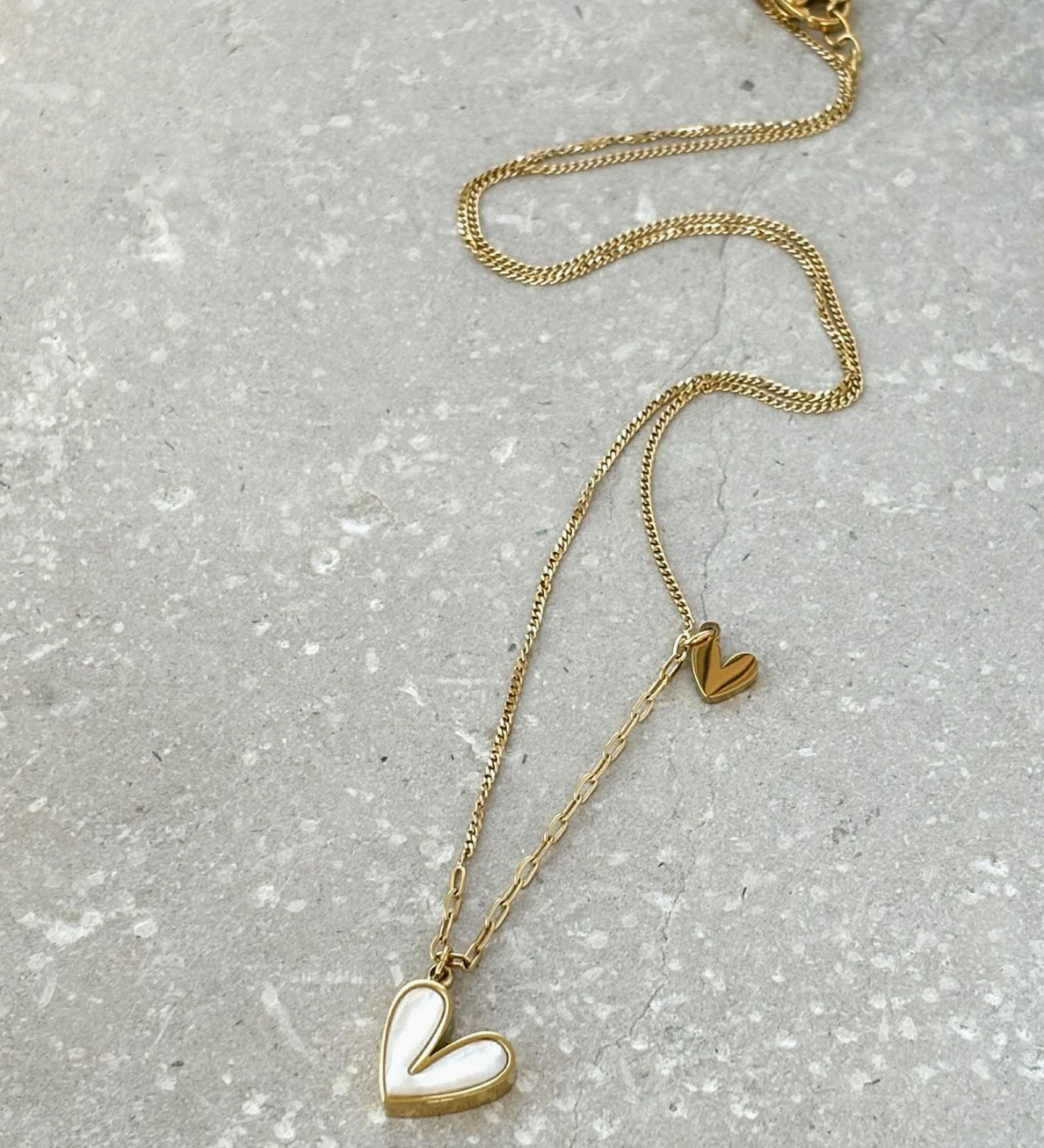 Pearlescent Heart Necklace | Waterproof Gold Stainless Steel Jewellery
