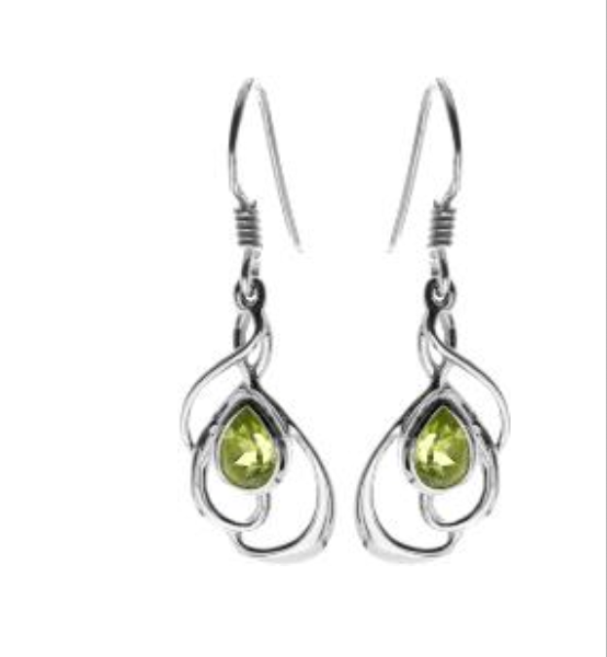 Peridot & Silver Swirl Earrings