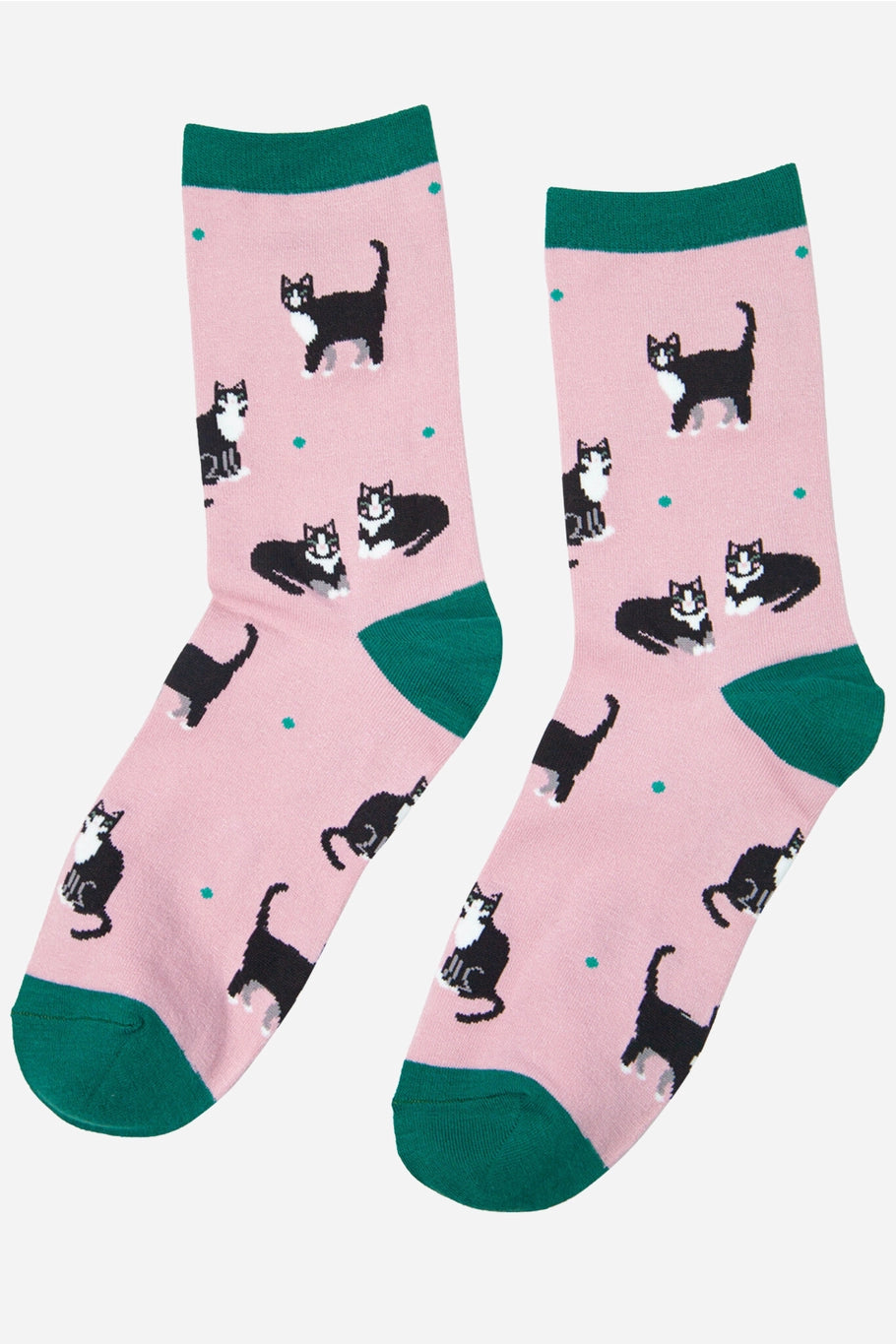 Women's Pink Bamboo Socks with Black Cats