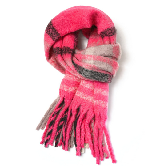 Pink Check Blanket Scarf