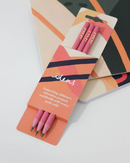 Pack of 3 Recycled Pencils | Ideas Pink & Orchid