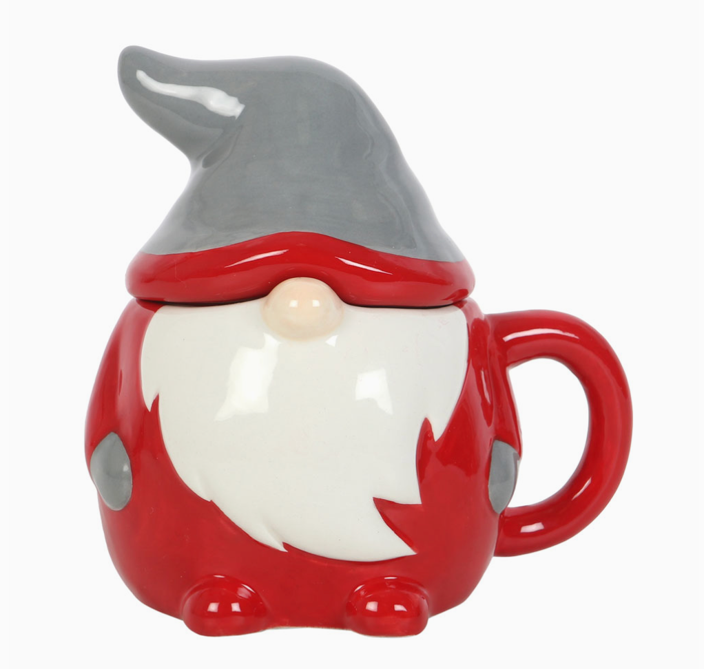 Red and Grey Christmas Gonk Lidded Mug