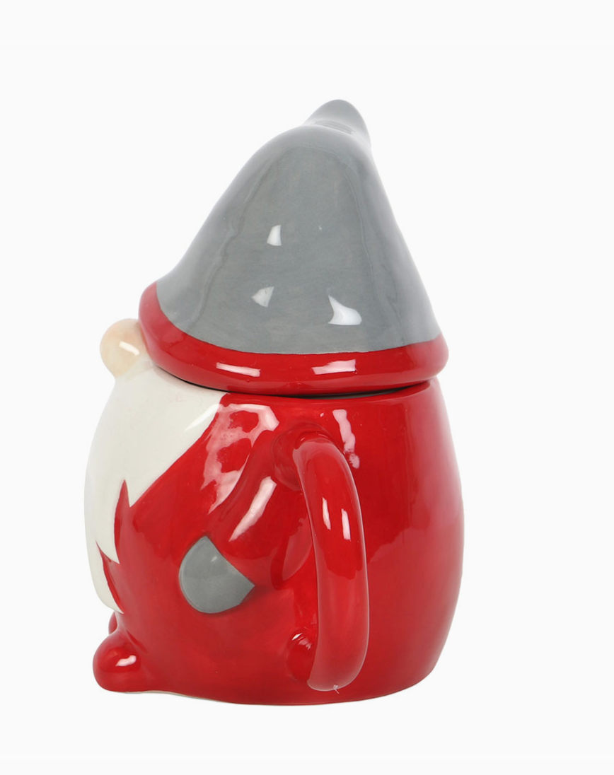 Red and Grey Christmas Gonk Lidded Mug