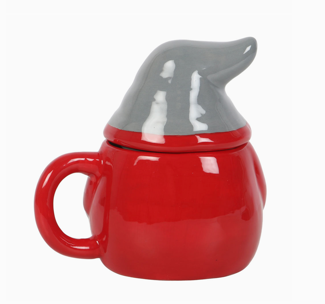 Red and Grey Christmas Gonk Lidded Mug