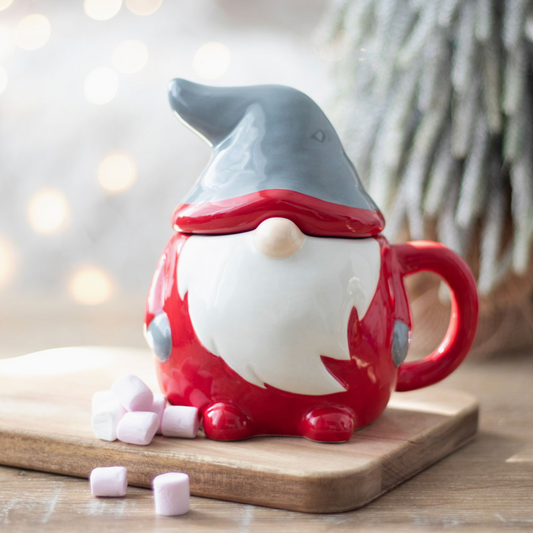 Red and Grey Christmas Gonk Lidded Mug