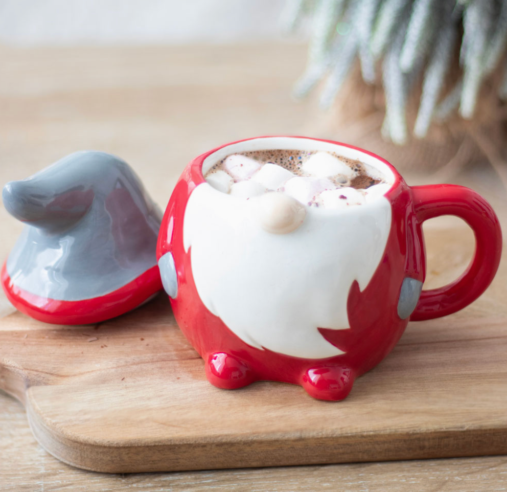 Red and Grey Christmas Gonk Lidded Mug