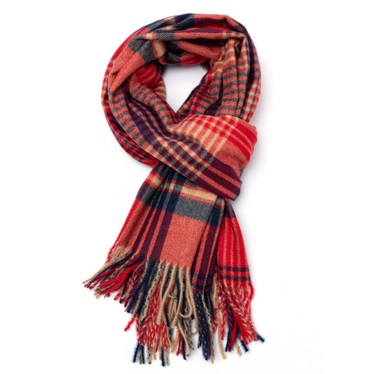 Red/Navy Tartan Blanket Scarf