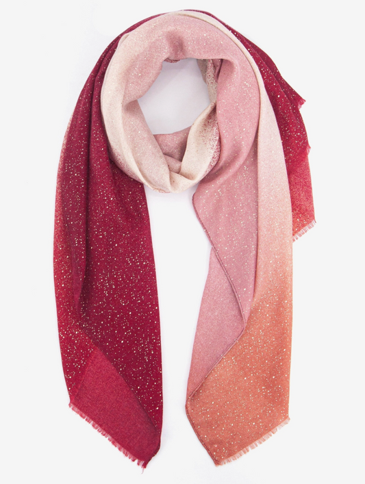 Hattie Lightweight Scarf | Red Ombre | Glitter Foil