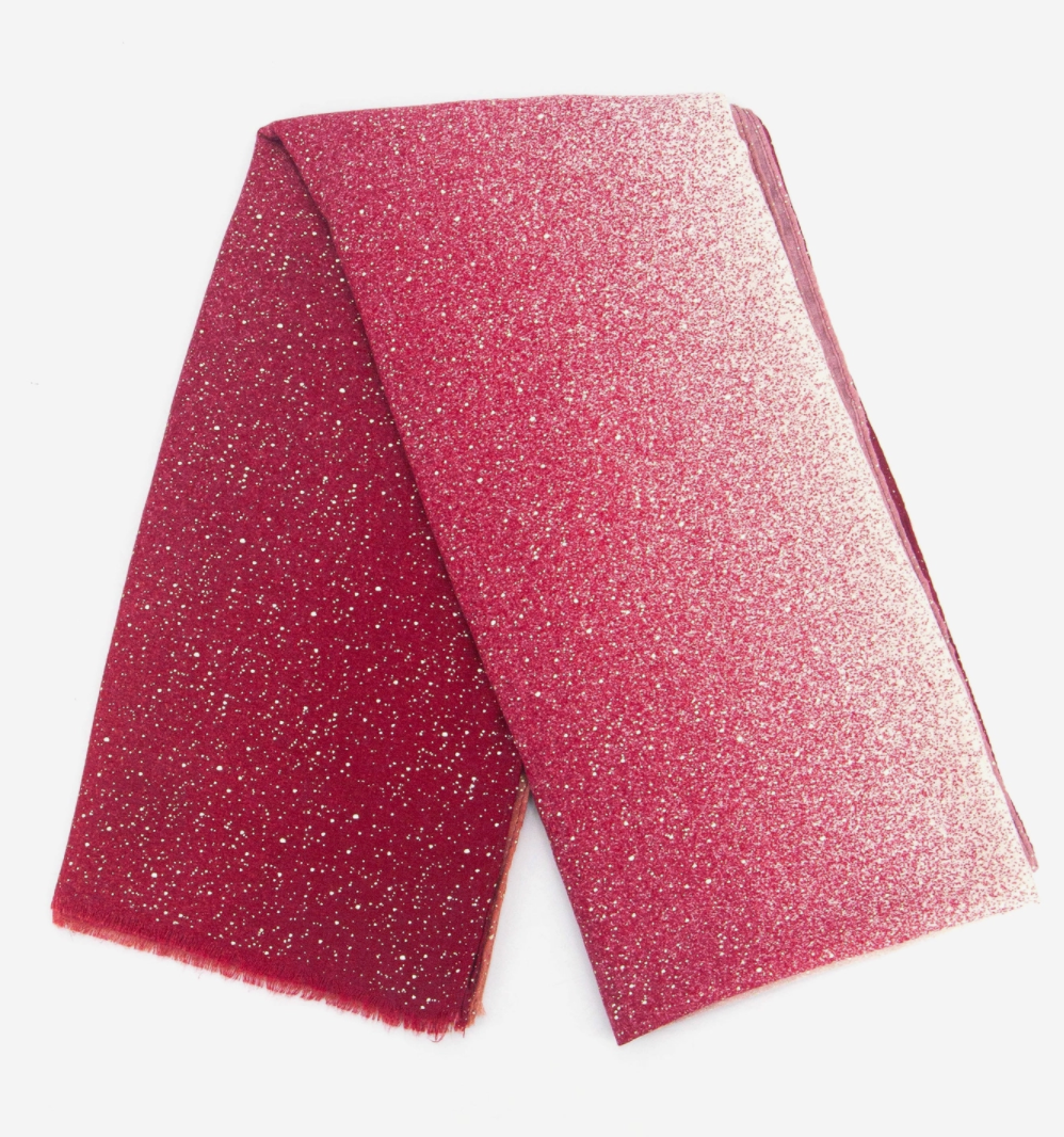 Hattie Lightweight Scarf | Red Ombre | Glitter Foil